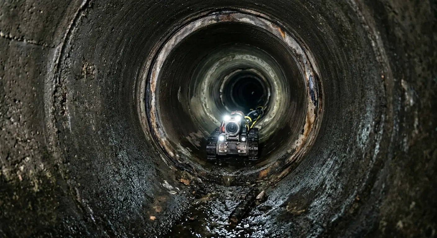 Robotic sewer camera inspecting pipe interior for Drain Snake Service in Flat Rock